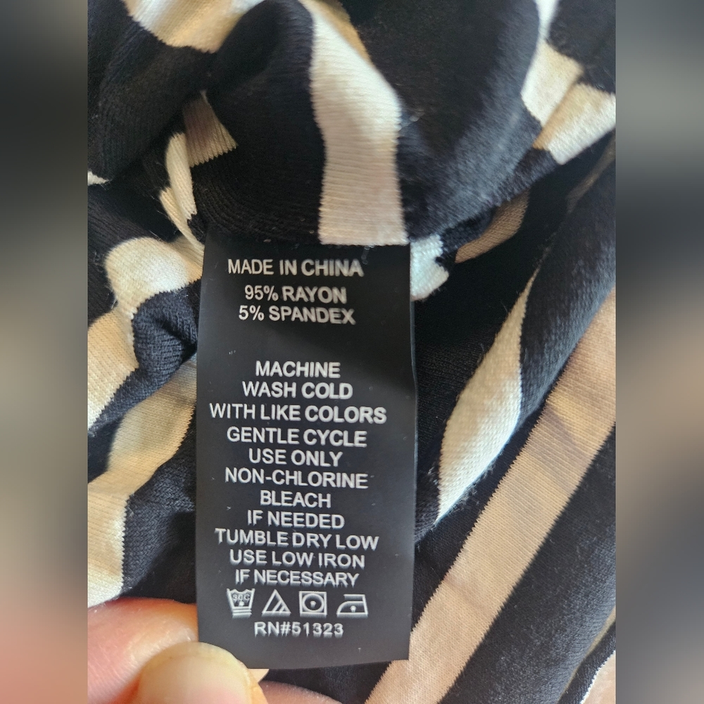 Vince Camuto striped pencil black white maxi stretchy elastic waist skirt soft - Picture 2 of 4